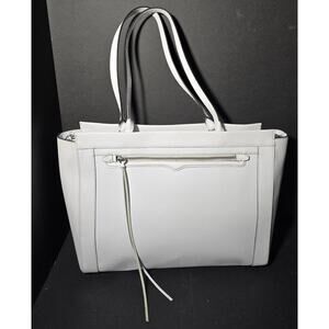 Rebecca Minkoff Monroe Laptop Bag Saffiano Leather Tote Shoulder Purse White NEW
